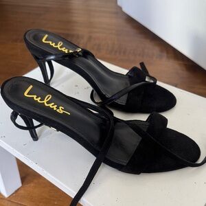 Lulu's Black Suede Strappy Low Heel Sandals